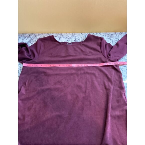 Chicos WomensTunic Leisure Suit Medium/Large Faux Suede Burgundy Stretch Preppy - Picture 9 of 16
